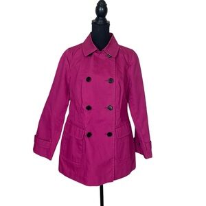 Talbots Double Breasted Pink Trench Pea Coat Classic Style